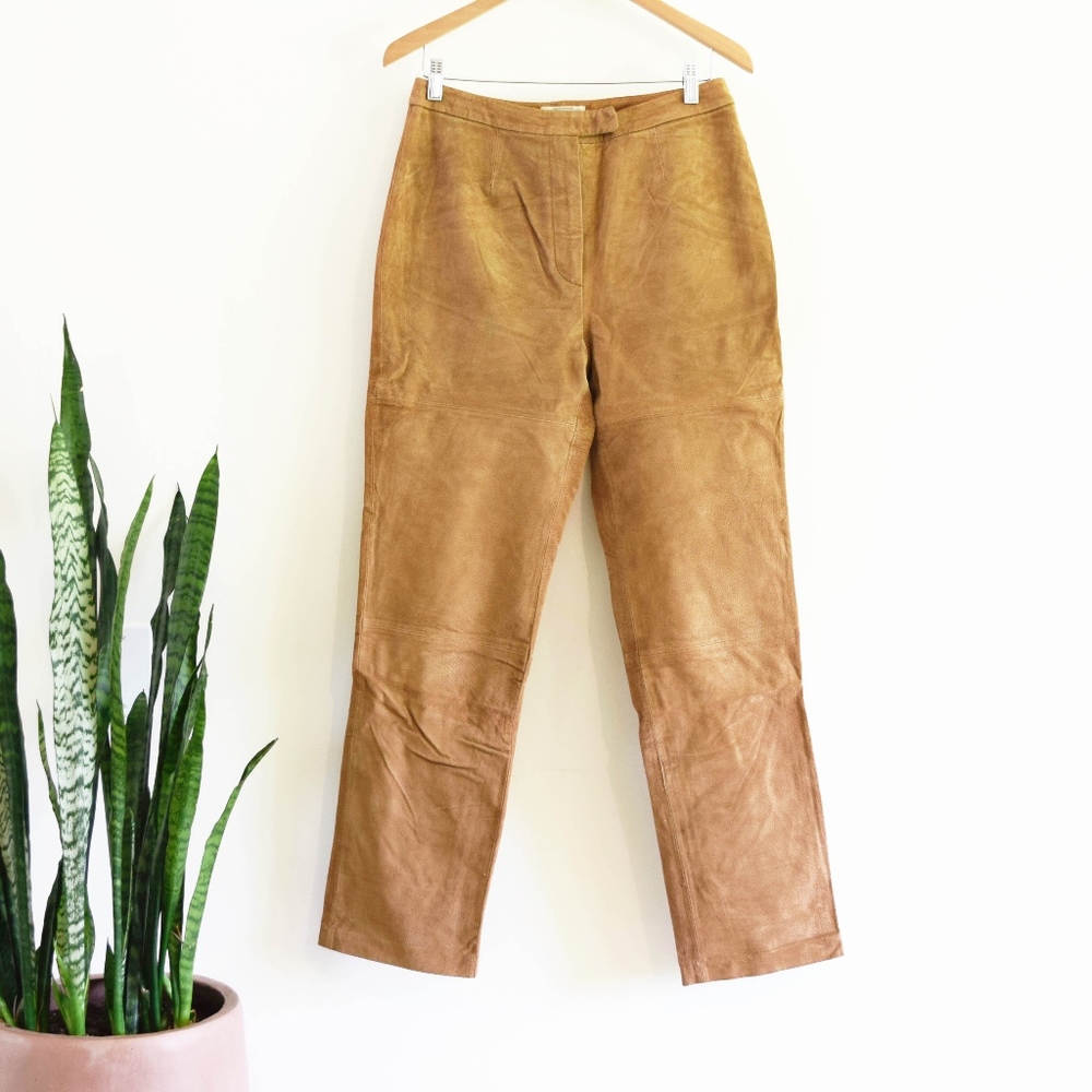 High Rise Tan Suede Pants
